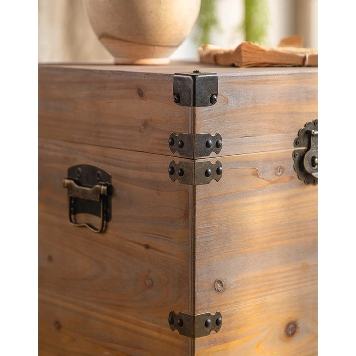 Rustic Wooden Storage Chests with Iron Accents Set of 2