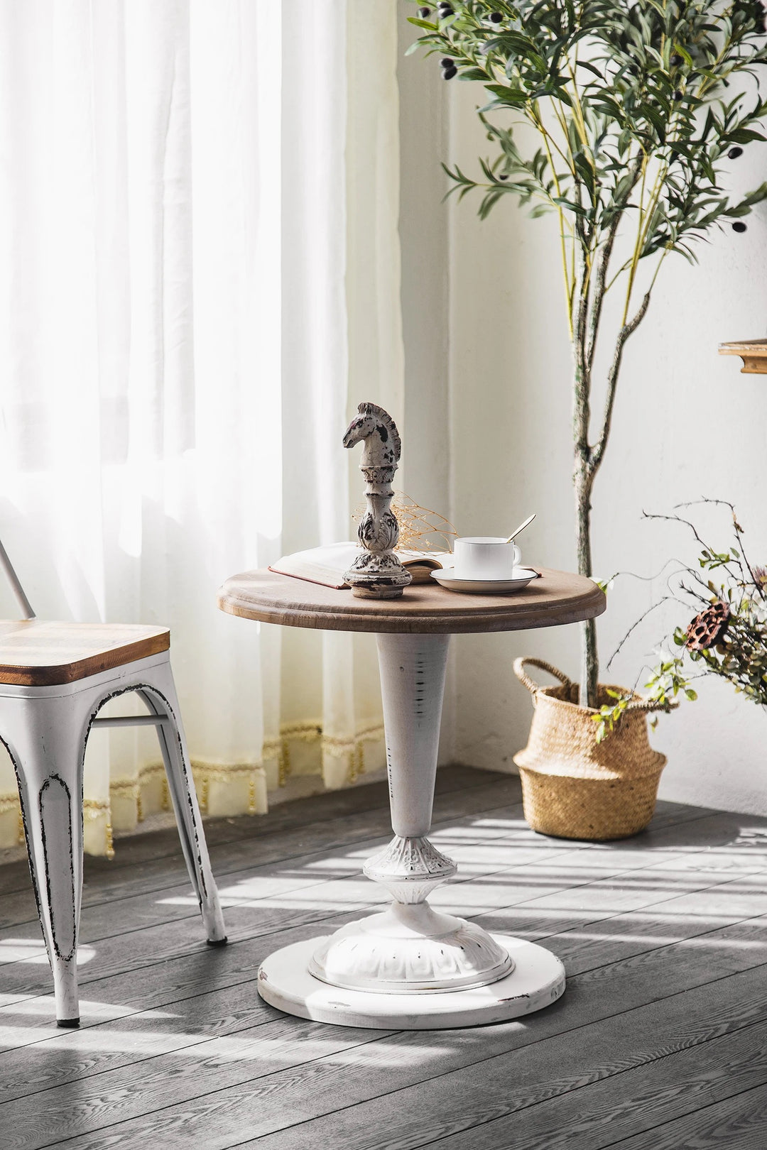 Shabby Chic Vintage Wood and Metal Coffee Table