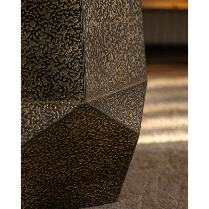 Textured Hexagonal Metal Side Table