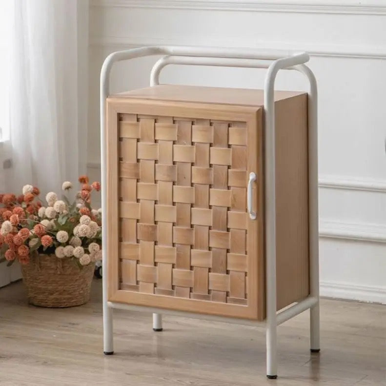 Natural Woven Front Wooden Cabinet