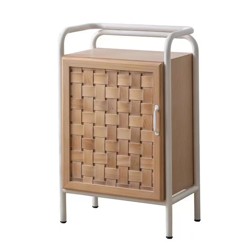 Natural Woven Front Wooden Cabinet