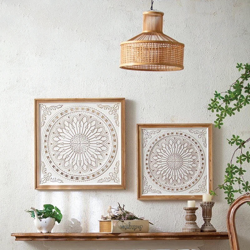 Circular Mandala Carved Wall Panel Set