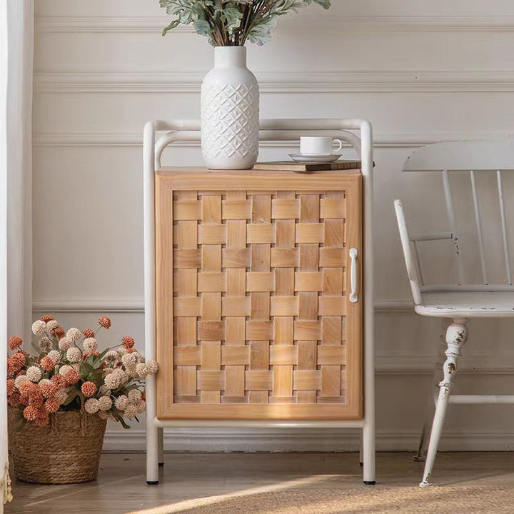 Natural Woven Front Wooden Cabinet