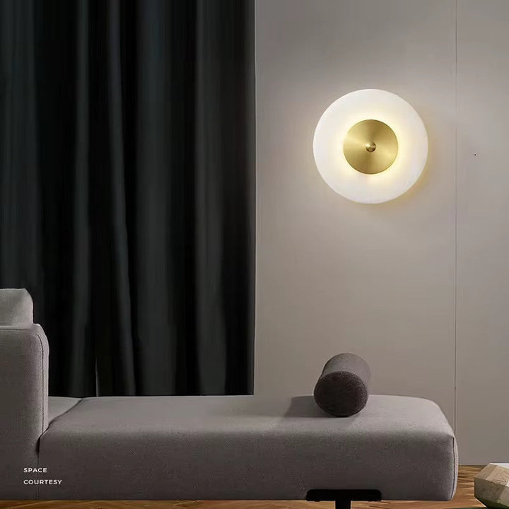 Modern Marble & Brass Wall Light - Round Design 25 cm