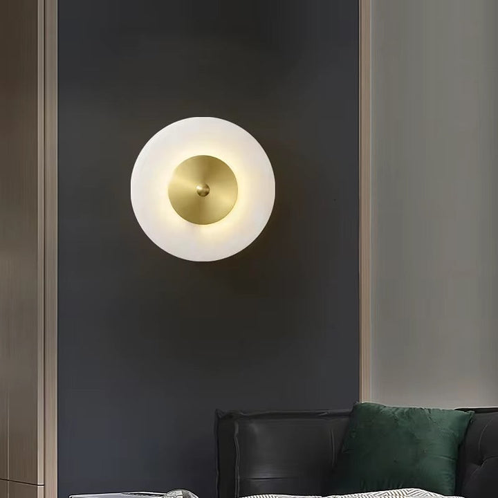 Modern Marble & Brass Wall Light - Round Design 25 cm