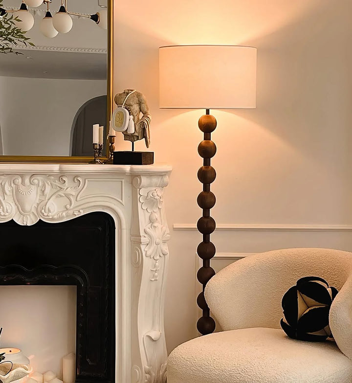 Wooden Sphere Floor Lamp