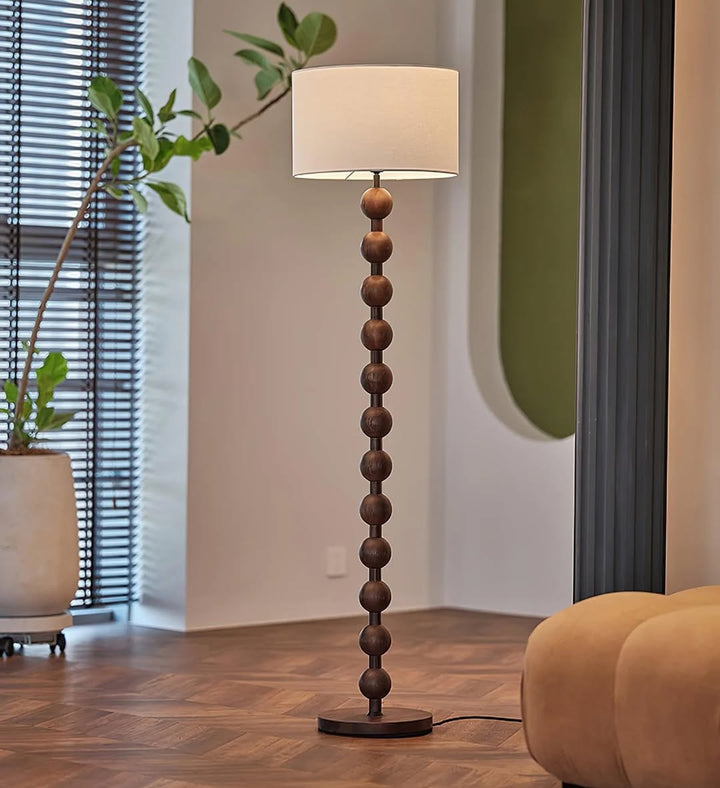 Wooden Sphere Floor Lamp