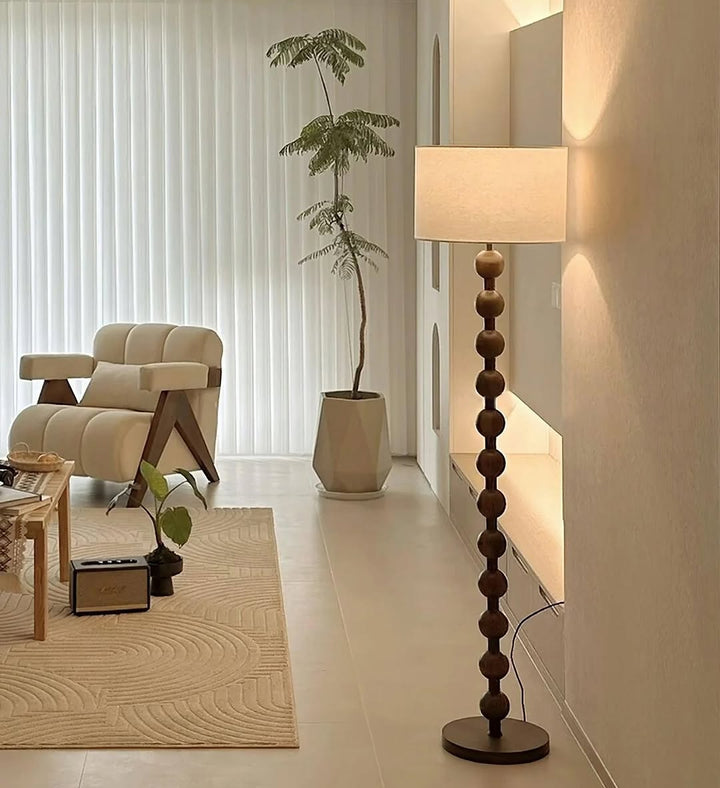 Wooden Sphere Floor Lamp
