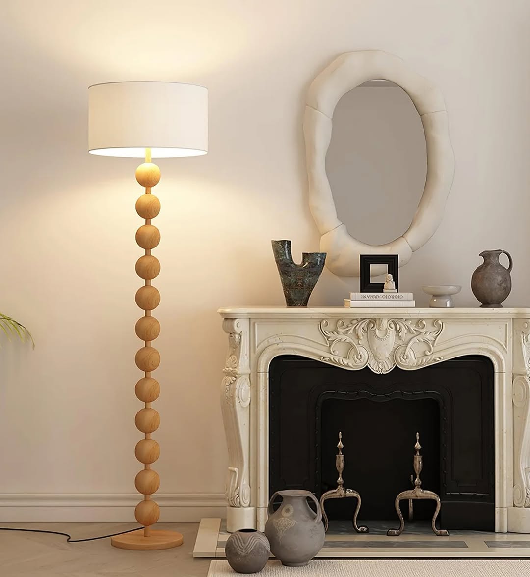 Wooden Sphere Floor Lamp