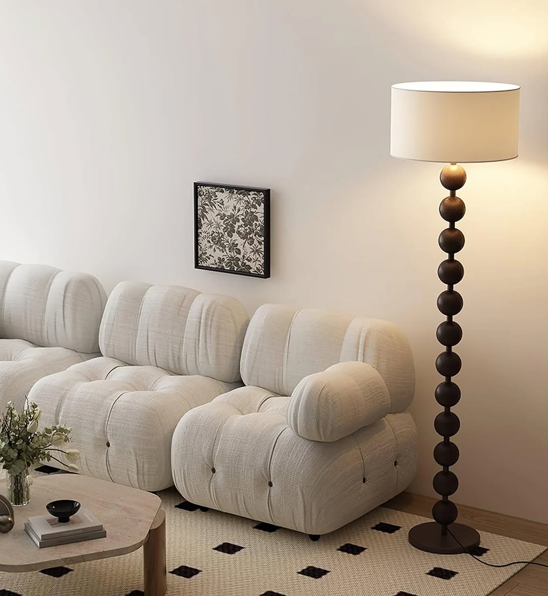 Wooden Sphere Floor Lamp