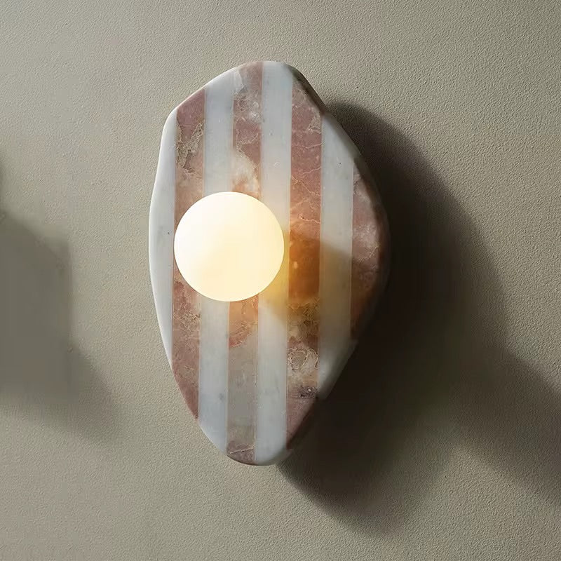 Modern Marble Wall Light Striped Design with Globe Shade
