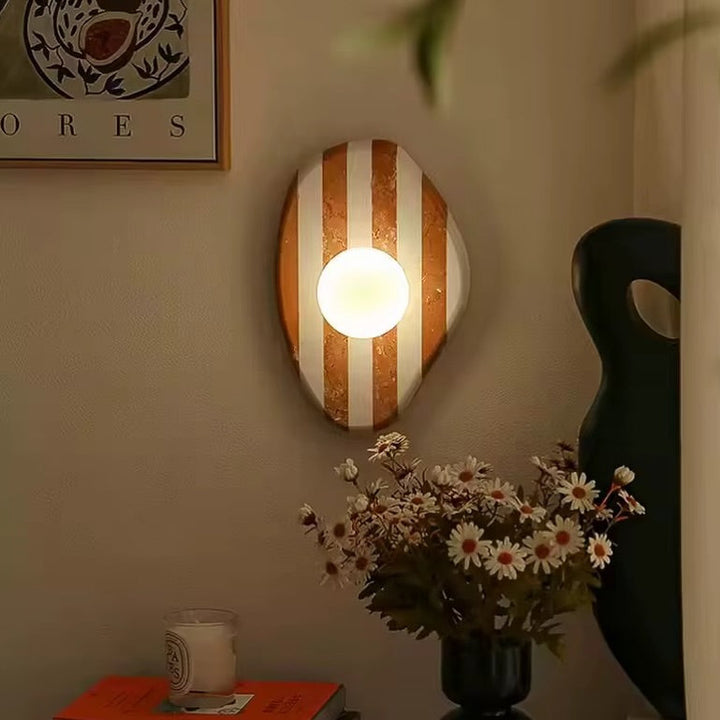Modern Marble Wall Light Striped Design with Globe Shade