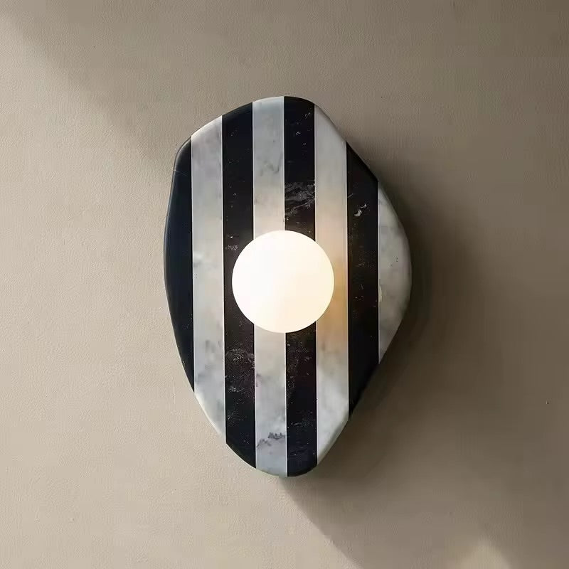 Modern Marble Wall Light Striped Design with Globe Shade