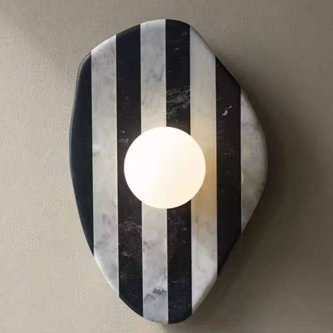 Modern Marble Wall Light Striped Design with Globe Shade
