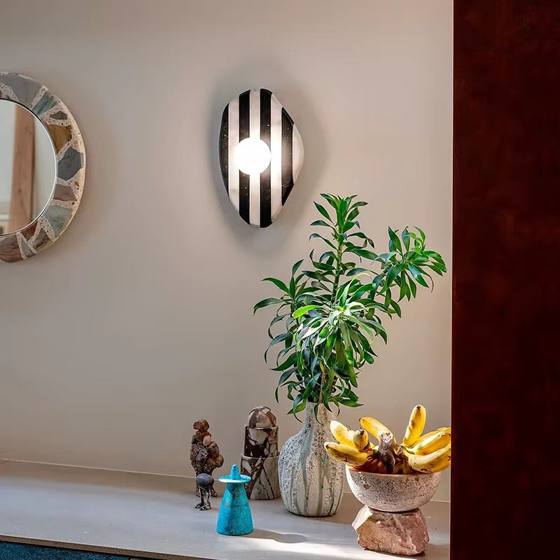 Modern Marble Wall Light Striped Design with Globe Shade