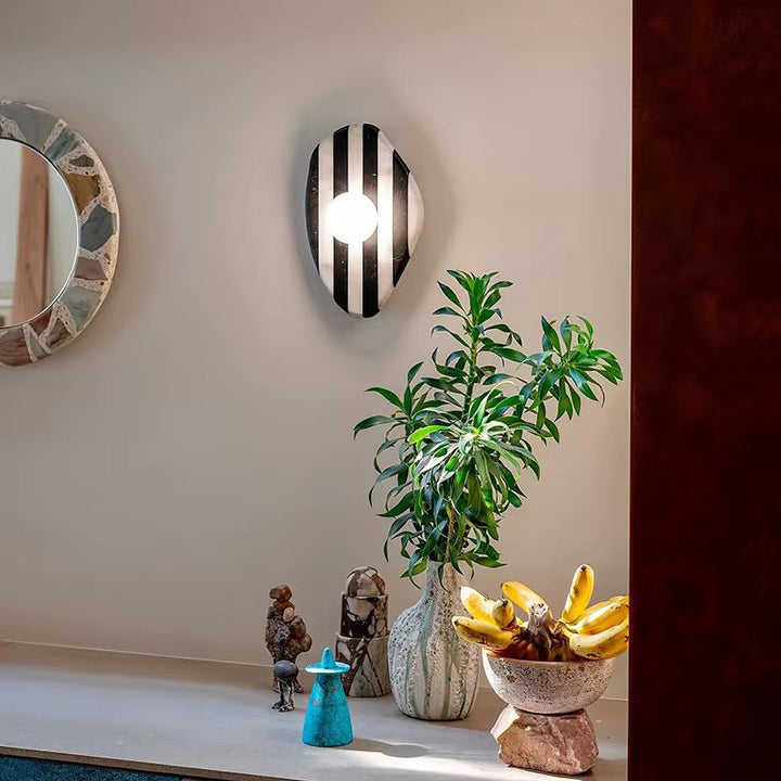 Modern Marble Wall Light Striped Design with Globe Shade