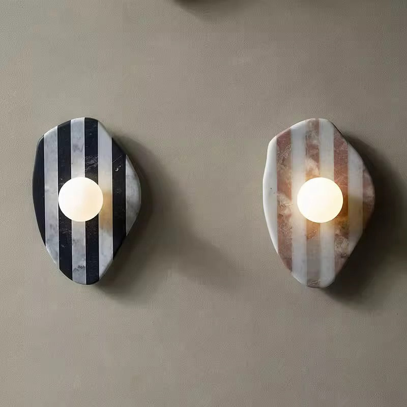 Modern Marble Wall Light Striped Design with Globe Shade