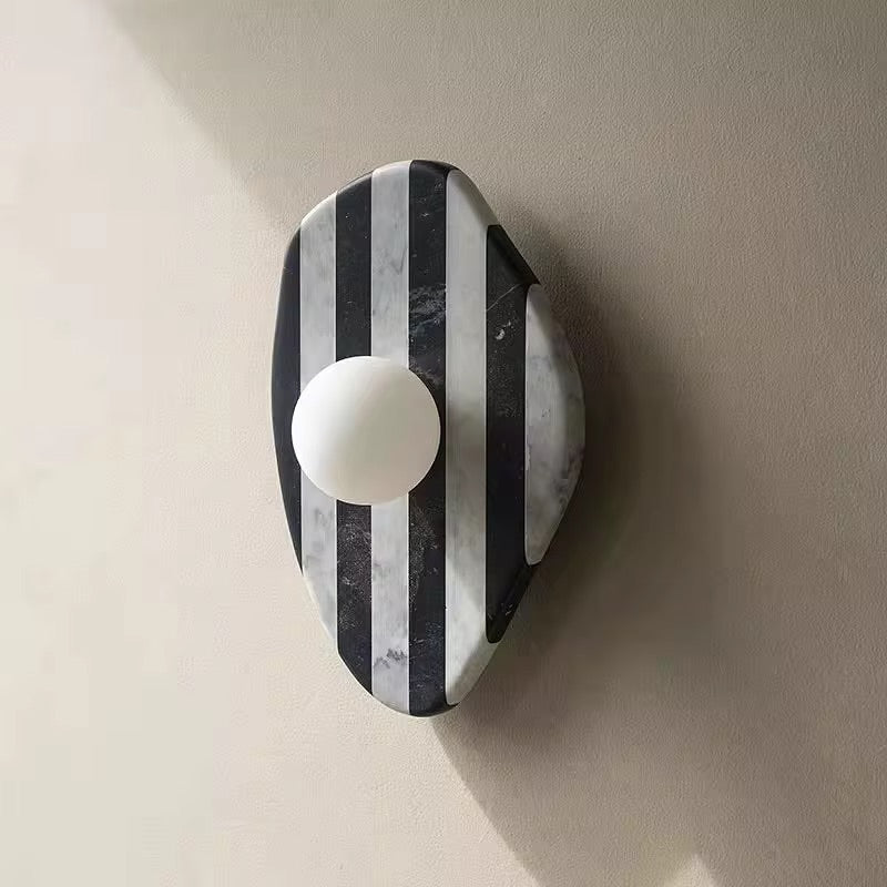 Modern Marble Wall Light Striped Design with Globe Shade
