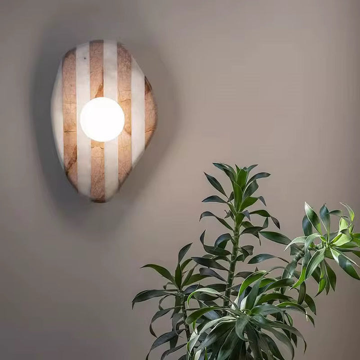 Modern Marble Wall Light Striped Design with Globe Shade
