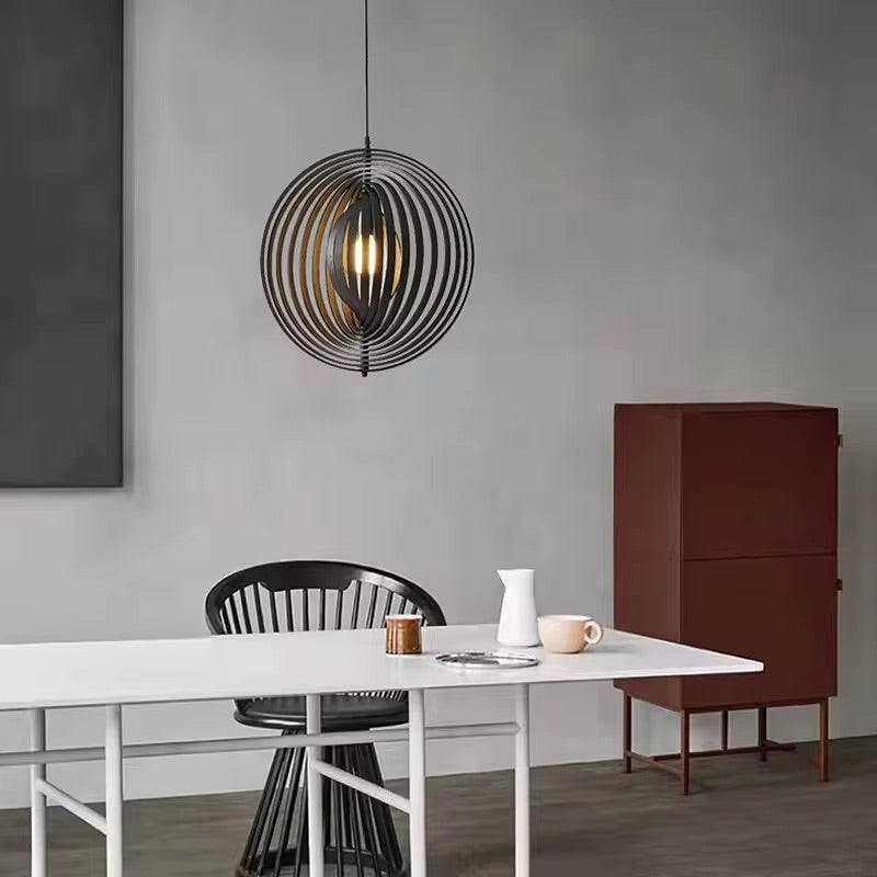 Spiral Wooden Pendant Light  Layered Ring Design