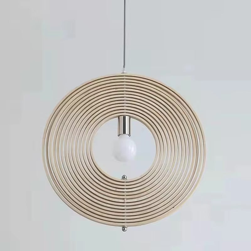 Spiral Wooden Pendant Light  Layered Ring Design