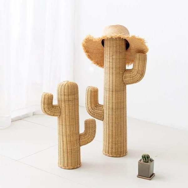 Rustic Cactus-Shaped Woven Floor/Table Lamp