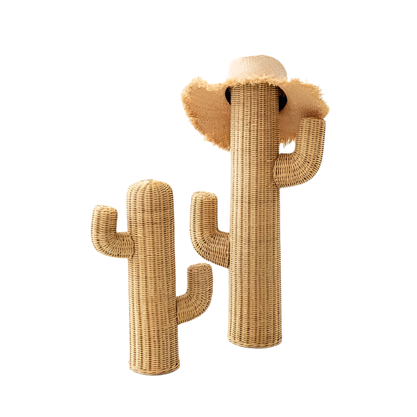 Rustic Cactus-Shaped Woven Floor/Table Lamp