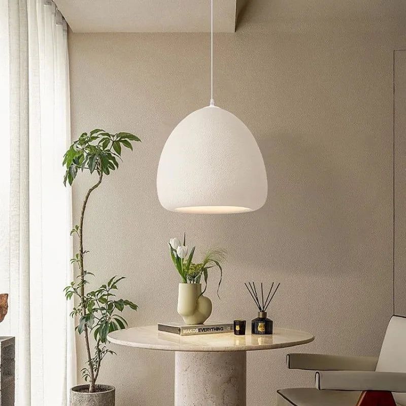 Minimalist Dome Pendant Light - White Textured Finish