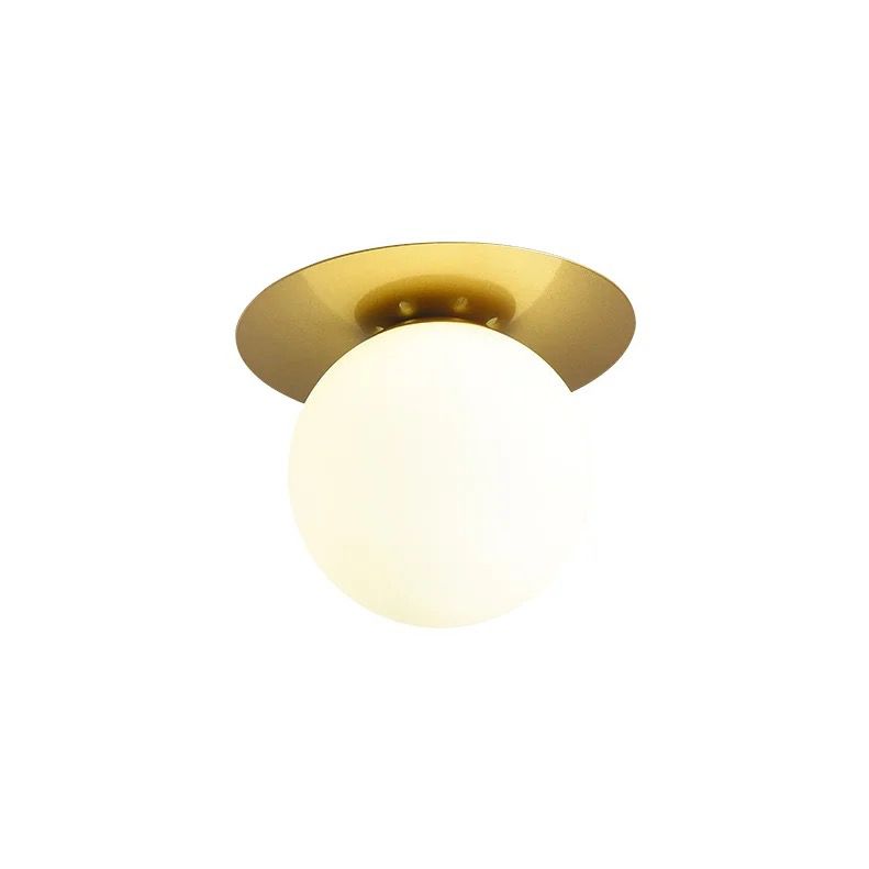 Modern Brass Ceiling Light with Frosted Glass Globe