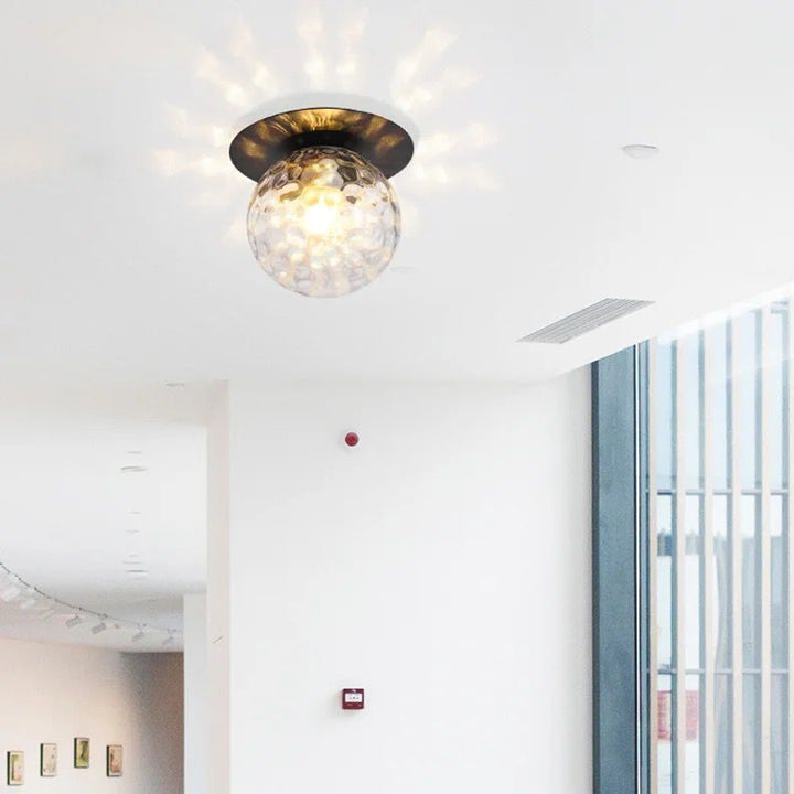 Modern Brass Ceiling Light with Frosted Glass Globe