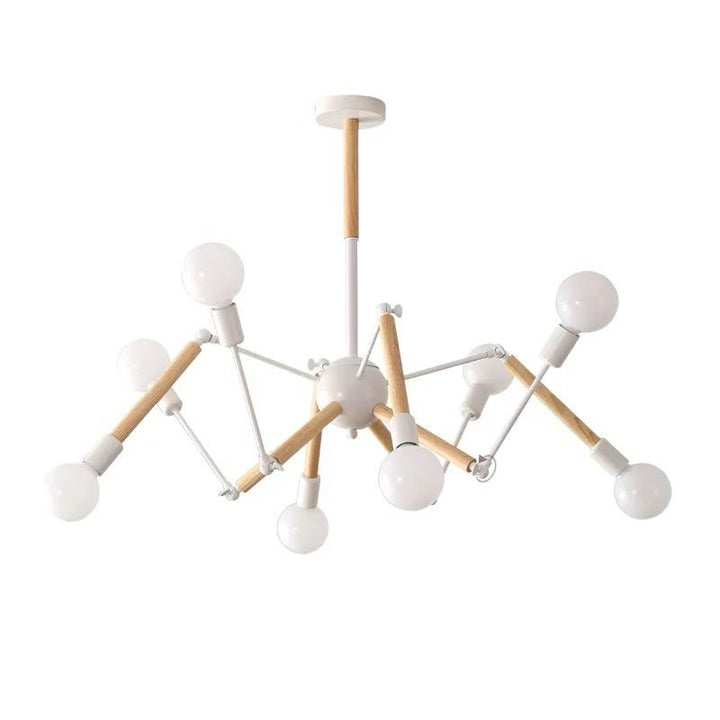 Modern Scandinavian Chandelier with Wooden Accents