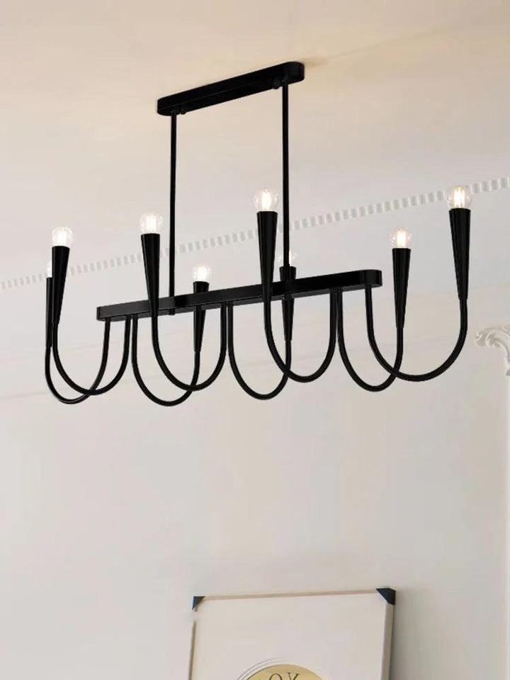 Modern Gold or Black Chandelier with Elegant Curved Design