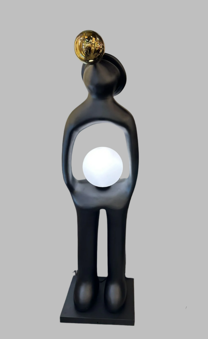 Modern Sculpture Lamp with Dual Globe Design