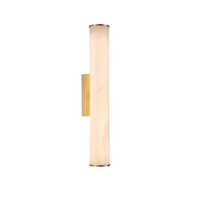Luxury Wall Light - Vertical Stone-Effect Cylinder with Brass Base