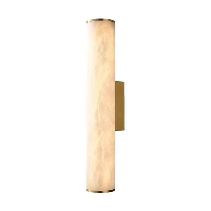 Luxury Wall Light - Vertical Stone-Effect Cylinder with Brass Base