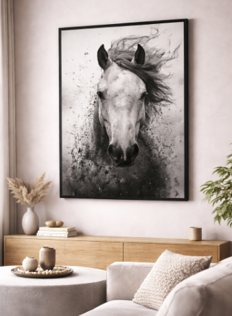 Black and White Horse Canvas
