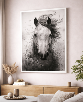 Black and White Horse Canvas