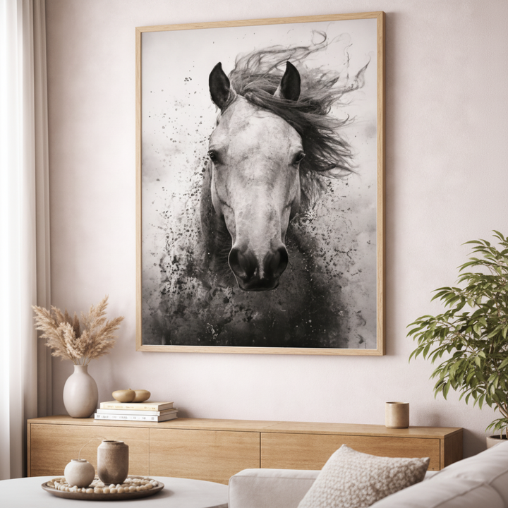 Black and White Horse Canvas