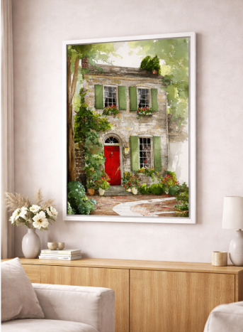 Cottage Red Door Canvas