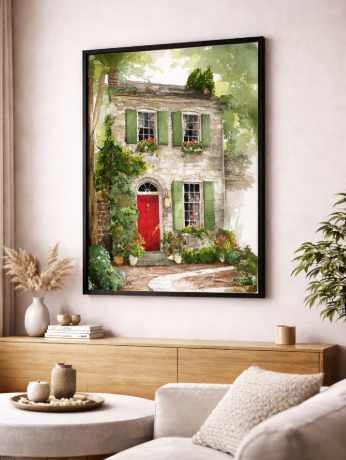 Cottage Red Door Canvas
