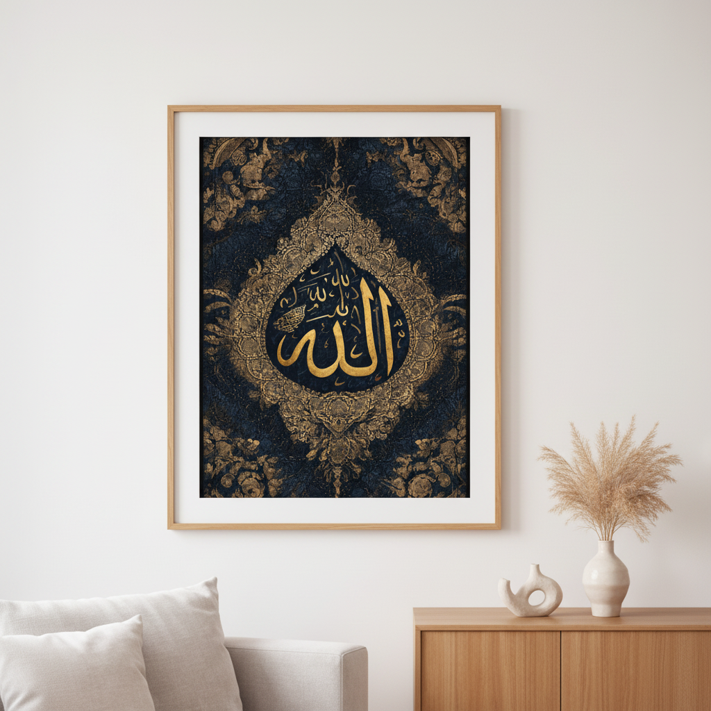 Allah Calligraphy Ornate Canvas