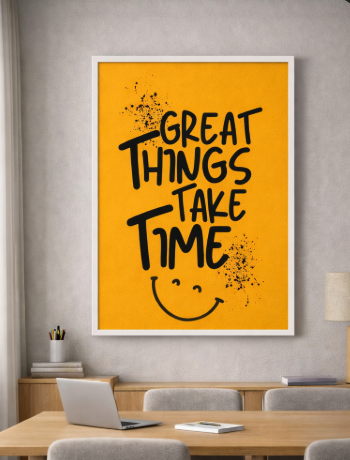 Great Things Take Time Yellow Canvas