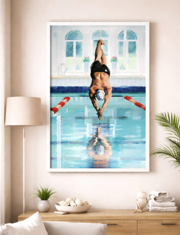 Swimming Athlete Pool Canvas