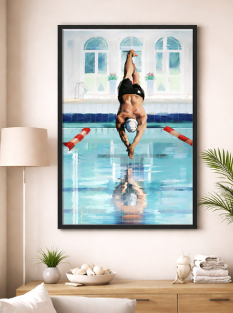 Swimming Athlete Pool Canvas