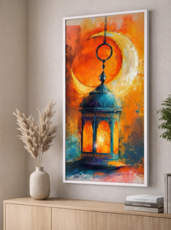 Hanging Lantern Crescent Canvas Art