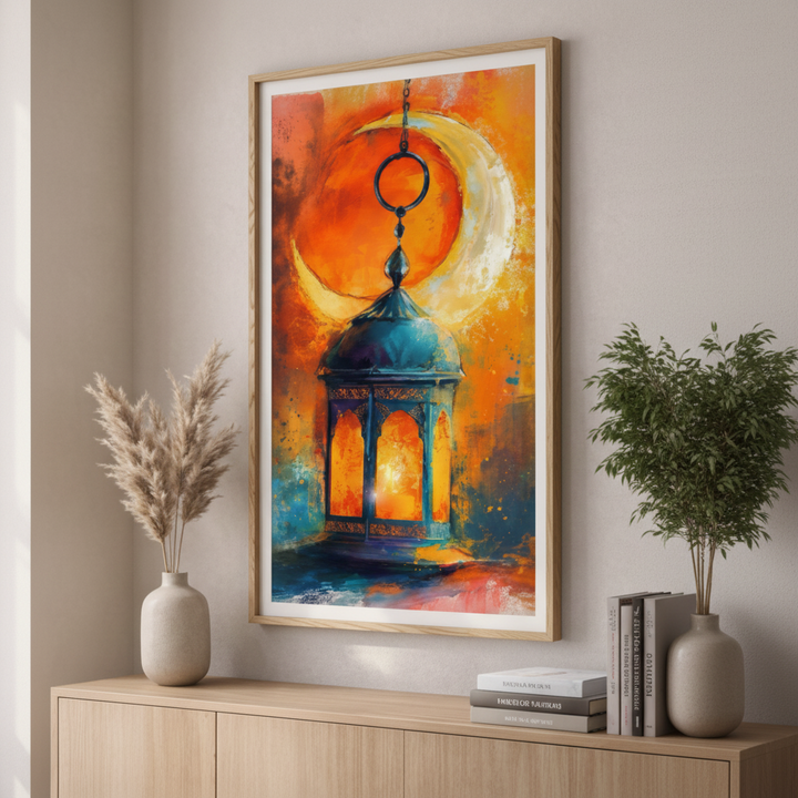 Hanging Lantern Crescent Canvas Art