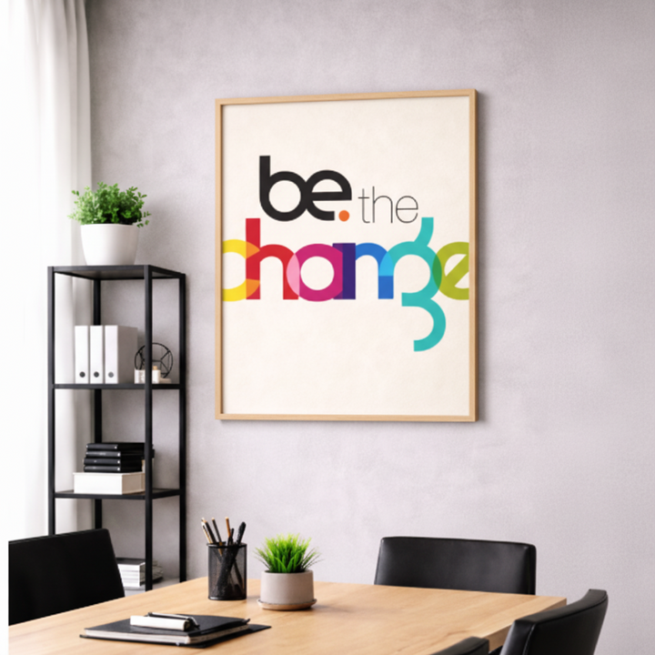 Be the Change Colorful Typography Canvas