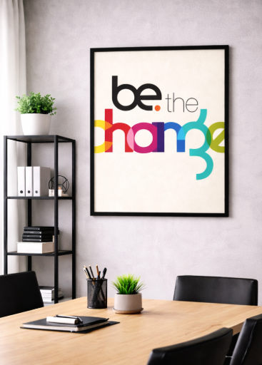 Be the Change Colorful Typography Canvas