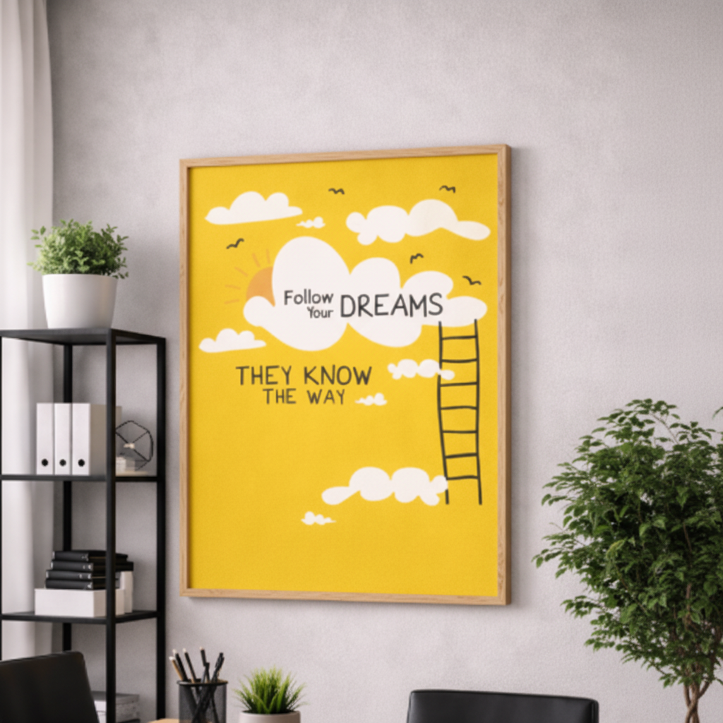 Follow Your Dreams Yellow Canvas