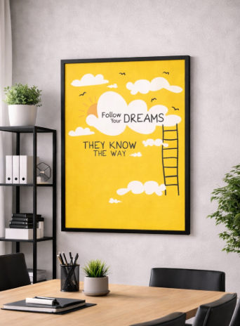 Follow Your Dreams Yellow Canvas